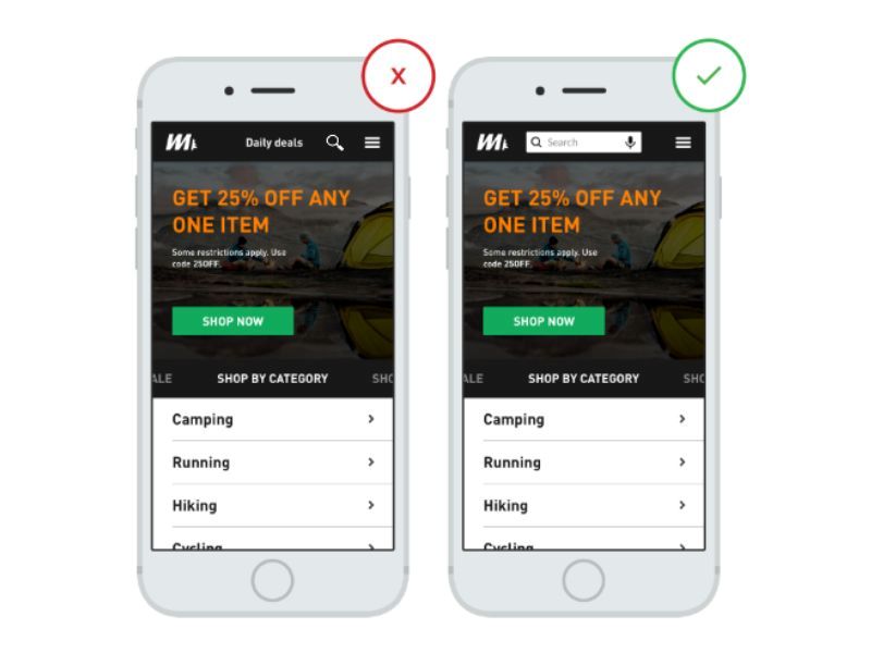 N&ecirc;n sử dụng m&agrave;u sắc tương phản gi&uacute;p nổi bật th&agrave;nh t&igrave;m kiếm tr&ecirc;n giao diện website hơn
