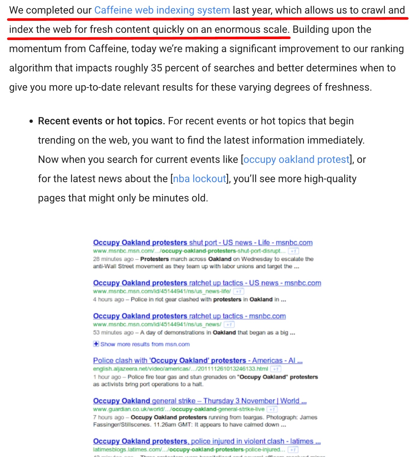 Google ưu ti&ecirc;n những nội dung mới hơn khi xếp hạng