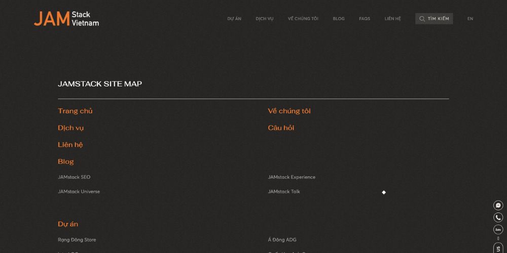 Sơ đồ website JAMstack Vietnam cho người d&ugrave;ng