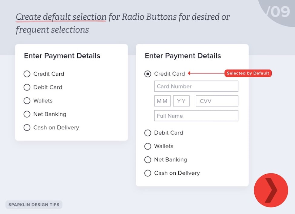 radio buttons n&ecirc;n thống nhất về giao diện tr&ecirc;n website